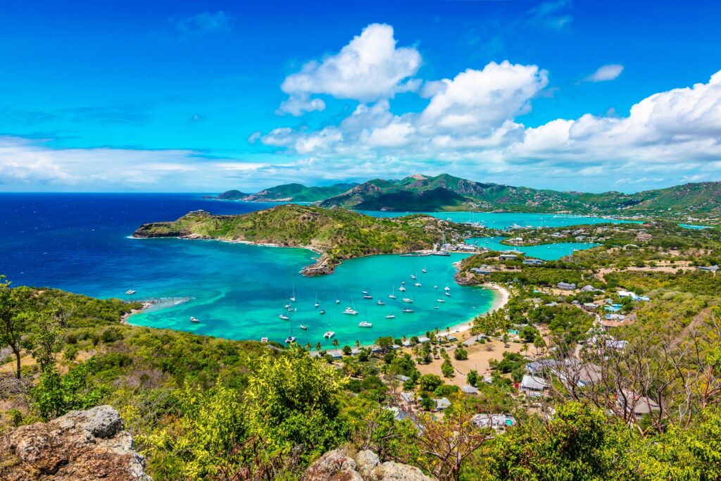 Antigua and Barbuda island landscape, Caribbean.